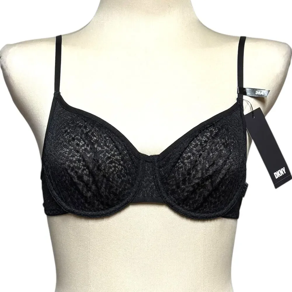 DKNY Modern Lace Unlined Underwire Demi Bra Black 36A
